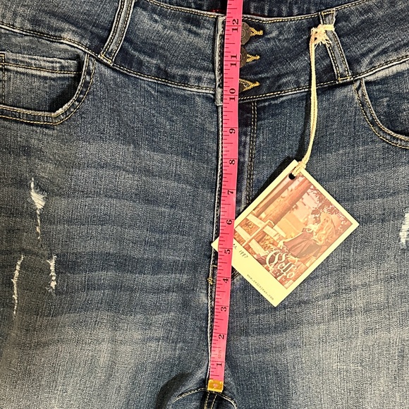 NWT CELLO WOMEN'S DISTRESSED HIGH RISE DENIM SKINNY JEANS BLUE SZ. 20 - Picture 6 of 9
